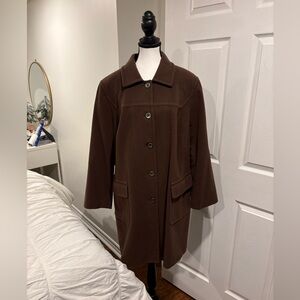 Womens Brown Pea Coat - Classic Single-Breasted Jacket